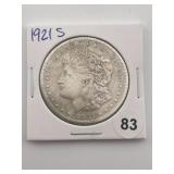 1921 S Morgan Silver Dollar Coin