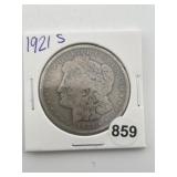 1921 S Morgan Silver Dollar Coin