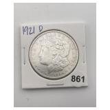 1921 D Morgan Silver Dollar Coin