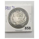 1921 S Morgan Silver Dollar Coin