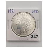 1921 UNC Morgan Silver Dollar Coin