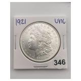 1921 UNC Morgan Silver Dollar Coin