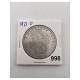 1921 D Morgan Silver Dollar Coin