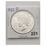 1922 D Peace Silver Dollar Coin