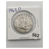 1963 D Franklin Half Dollar Silver Coin