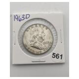 1963 D Franklin Half Dollar Silver Coin