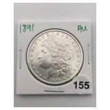1891 AU Morgan Silver Dollar Coin