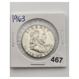 1963 Franklin Half Dollar Silver Coin