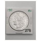 1881 AU Morgan Silver Dollar Coin