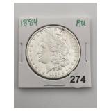 1884 AU Morgan Silver Dollar Coin