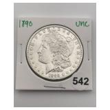 1890 UNC Morgan Silver Dollar Coin