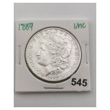 1889 UNC Morgan Silver Dollar Coin
