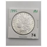 1885 AU Morgan Silver Dollar Coin