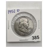 1952 D Franklin Half Dollar Silver Coin