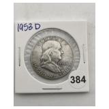 1953 D Franklin Half Dollar Silver Coin