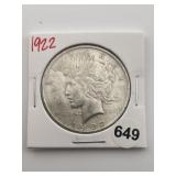1922 Peace Silver Dollar Coin
