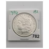 1896 AU Morgan Silver Dollar Coin