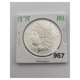 1879 AU Morgan Silver Dollar Coin