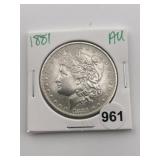 1881 AU Morgan Silver Dollar Coin