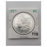 1887 AU Morgan Silver Dollar Coin