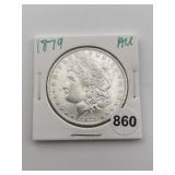 1879 AU Morgan Silver Dollar Coin