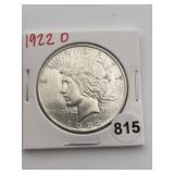 1922 D Peace Silver Dollar Coin
