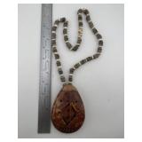 Trade Bead Necklace with Wistle Pendant Indian Art