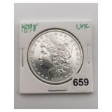 1898 UNC Morgan Silver Dollar Coin