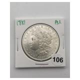 1881 AU Morgan Silver Dollar Coin