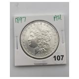 1897 AU Morgan Silver Dollar Coin