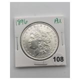 1896 AU Morgan Silver Dollar Coin