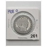 1908 O Barber Half Dollar Coin