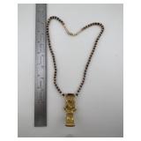 Trade Bead Necklace with Tumbaga Tairona Gold Figu