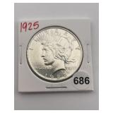 1925 Peace Silver Dollar Coin