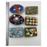 6 Beaded Belt Buckles