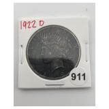 1922 D Peace Silver Dollar Coin