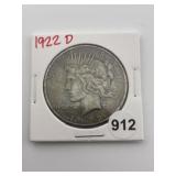 1922 D Peace Silver Dollar Coin