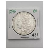 1898 AU Morgan Silver Dollar Coin