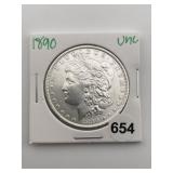 1890 UNC Morgan Silver Dollar Coin
