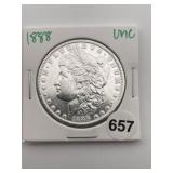 1888 UNC Morgan Silver Dollar Coin
