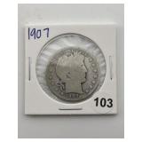 1907 Barber Half Dollar Coin