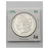1896 AU Morgan Silver Dollar Coin