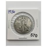 1936 Walking Liberty Half Dollar Silver Coin