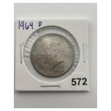 1964 D Kennedy Half Dollar Silver Coin