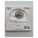 1902 Barber Dime Coin