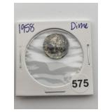 1958 Roosevelt Dime Coin