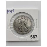 1942 Walking Liberty Half Dollar Silver Coin