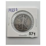 1933 S Walking Liberty Half Dollar Silver Coin