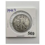 1944 S Walking Liberty Half Dollar Silver Coin