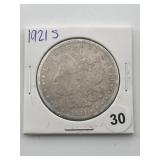 1921 S Morgan Silver Dollar Coin